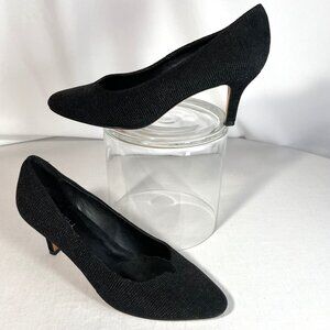 Vaneli Linden Rodi Size 7.5 Embossed Leather Pumps 2.5" Kitten Heels Black